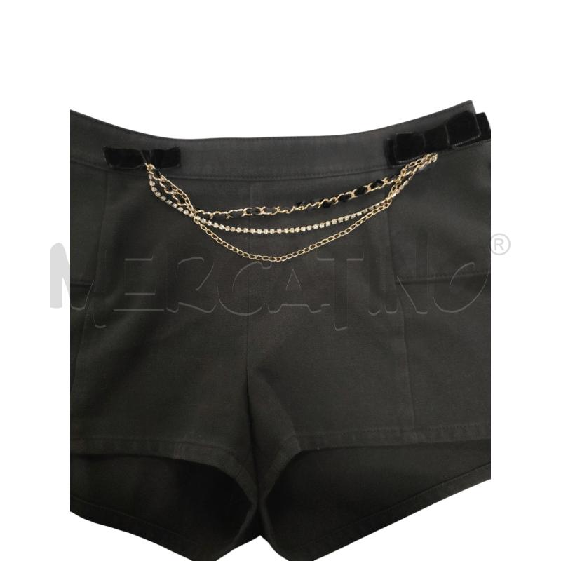SHORTS DONNA ELISABETTA FRANCHI NERO SBUFFI CATENE DORATE | Mercatino dell'Usato Torino via ceresole 2