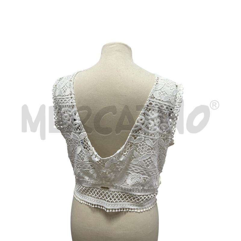 TOP GUESS PIZZO BIANCO CROP | Mercatino dell'Usato Torino via ceresole 3