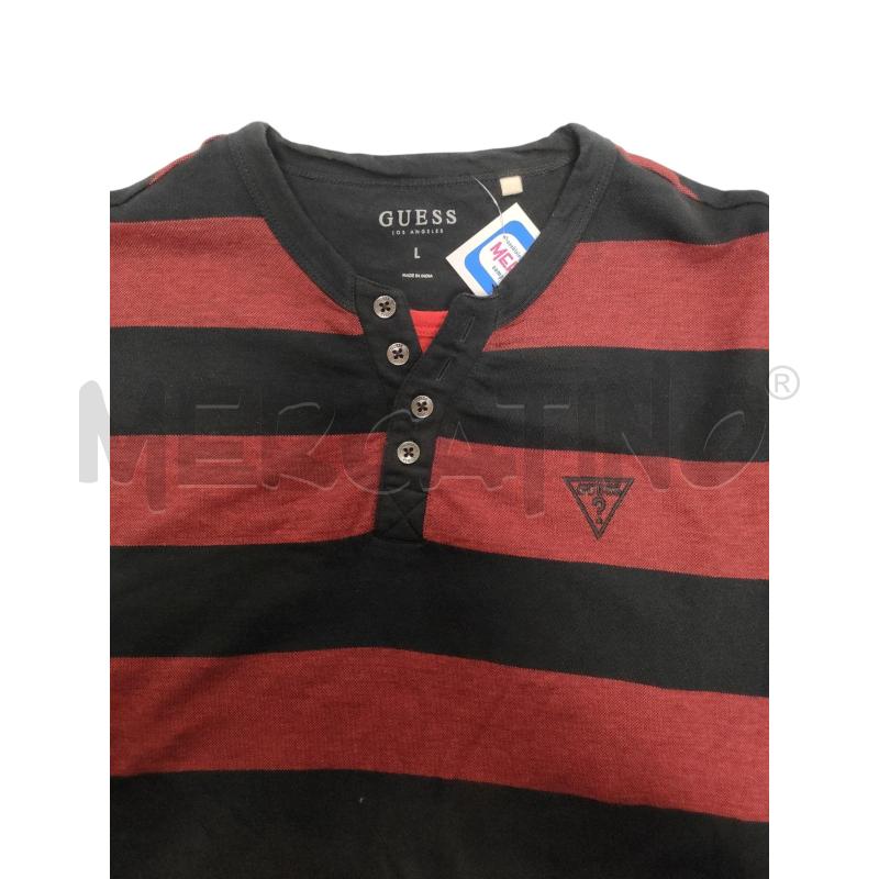 T SHIRT UOMO  GUESS NERO ROSSO RIGHE  | Mercatino dell'Usato Torino via ceresole 4