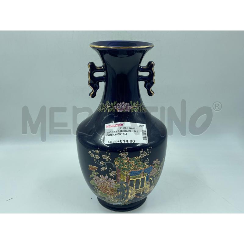 VASO CERAMICA BLU DISEGNI ORIENTALI | Mercatino dell'Usato Torino via ceresole 1
