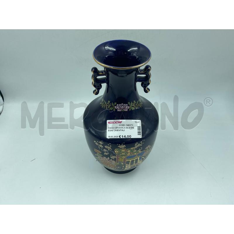 VASO CERAMICA BLU DISEGNI ORIENTALI | Mercatino dell'Usato Torino via ceresole 2