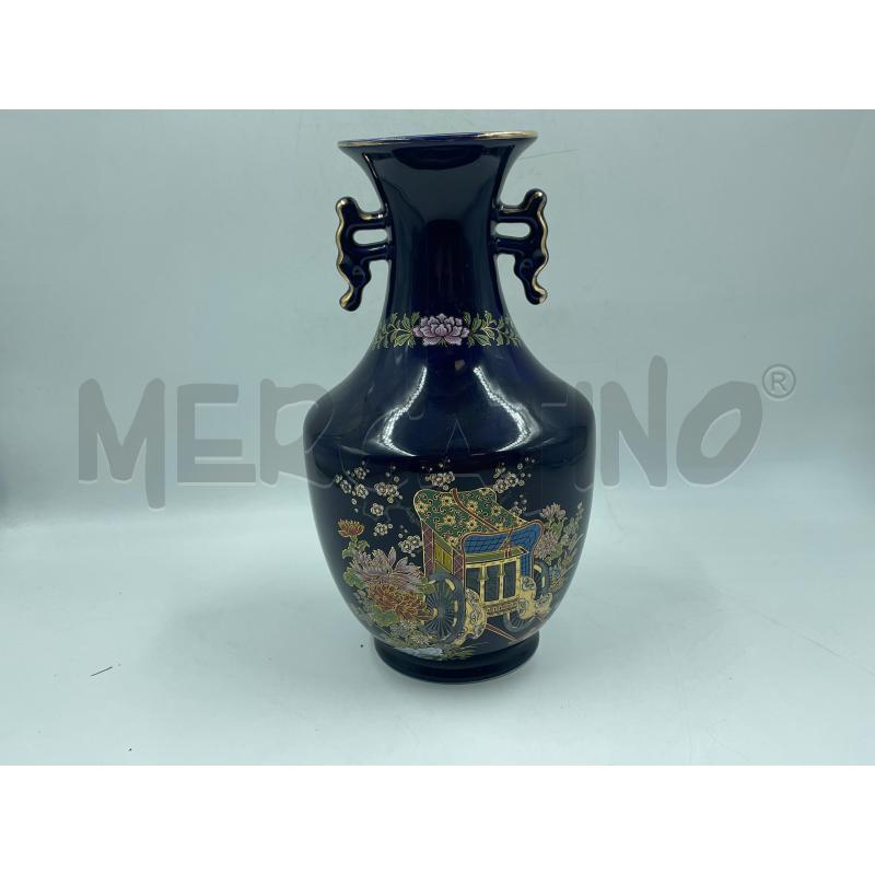 VASO CERAMICA BLU DISEGNI ORIENTALI | Mercatino dell'Usato Torino via ceresole 3