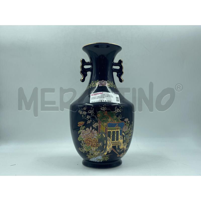 VASO CERAMICA BLU DISEGNI ORIENTALI | Mercatino dell'Usato Torino via ceresole 5