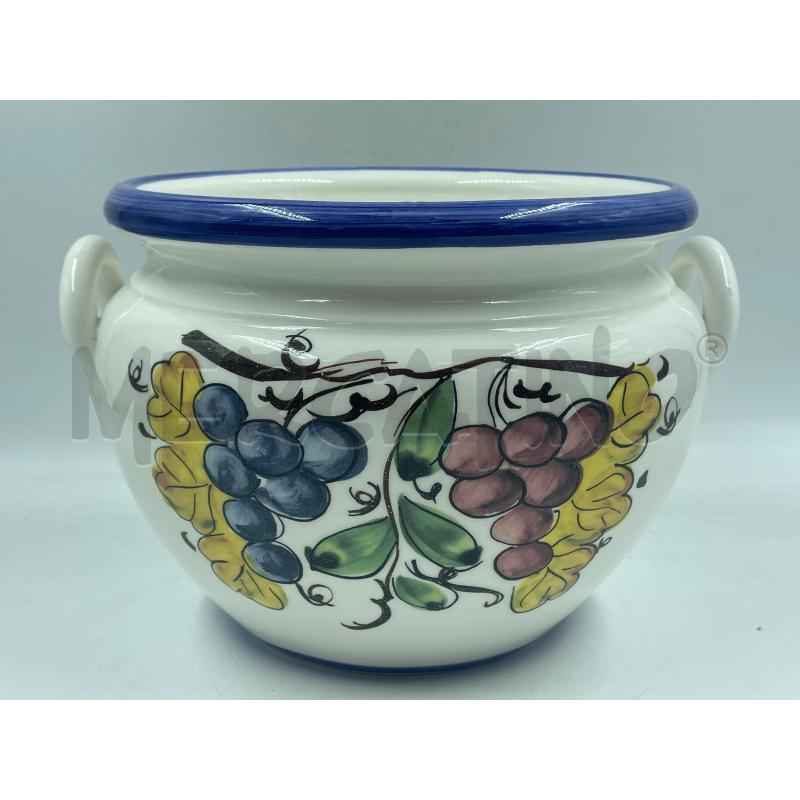 VASO GRANDE CERAMICHE ITALIANE BORDO BLU NAT. MORTA | Mercatino dell'Usato Torino via ceresole 1