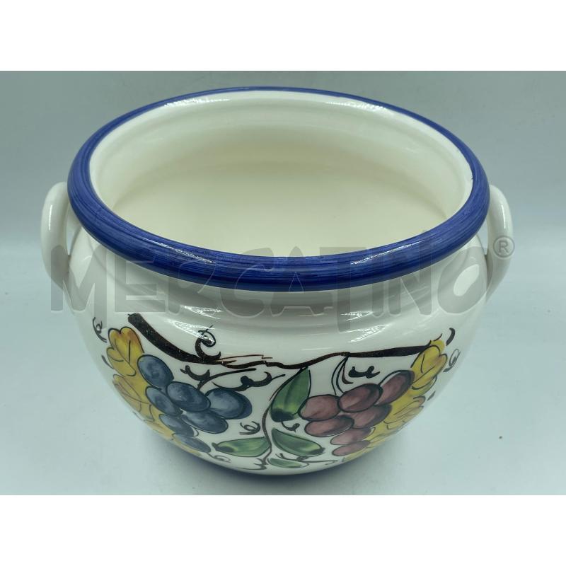 VASO GRANDE CERAMICHE ITALIANE BORDO BLU NAT. MORTA | Mercatino dell'Usato Torino via ceresole 2