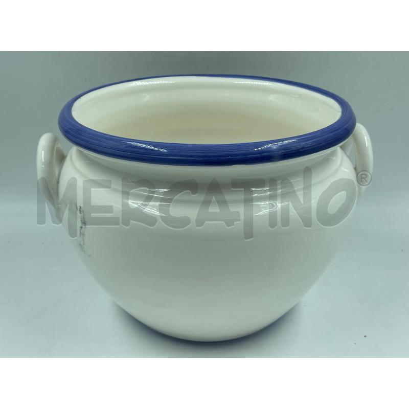VASO GRANDE CERAMICHE ITALIANE BORDO BLU NAT. MORTA | Mercatino dell'Usato Torino via ceresole 3