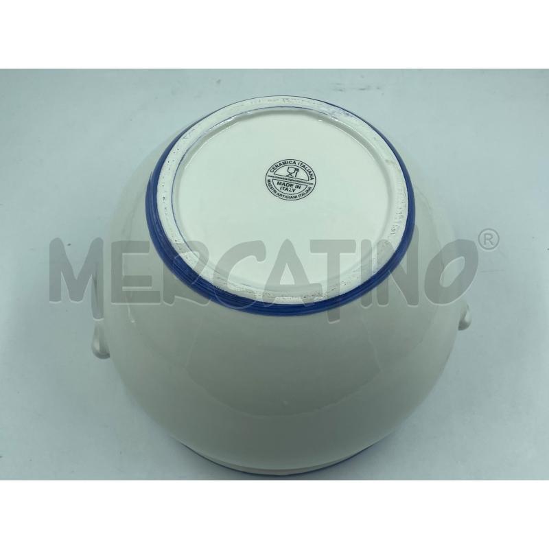 VASO GRANDE CERAMICHE ITALIANE BORDO BLU NAT. MORTA | Mercatino dell'Usato Torino via ceresole 4