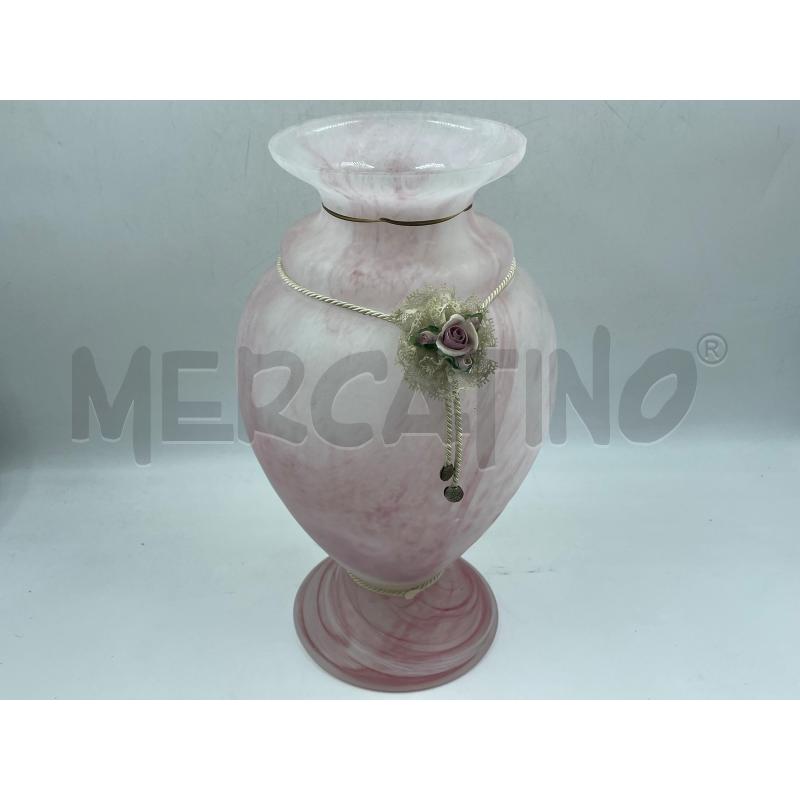 VASO GRANDE IN VETRO CON ROSA IN CERAMICA  | Mercatino dell'Usato Torino via ceresole 1