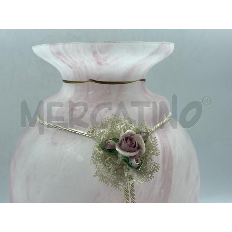 VASO GRANDE IN VETRO CON ROSA IN CERAMICA  | Mercatino dell'Usato Torino via ceresole 4