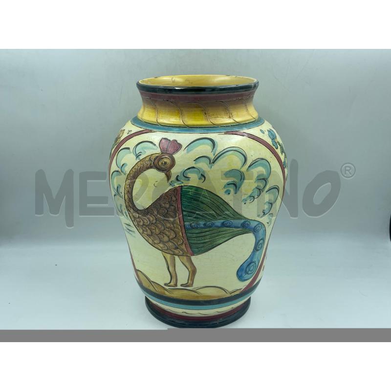 VASO IN TERRACOTTA DERUTA PAVONE E DRAGO | Mercatino dell'Usato Torino via ceresole 1
