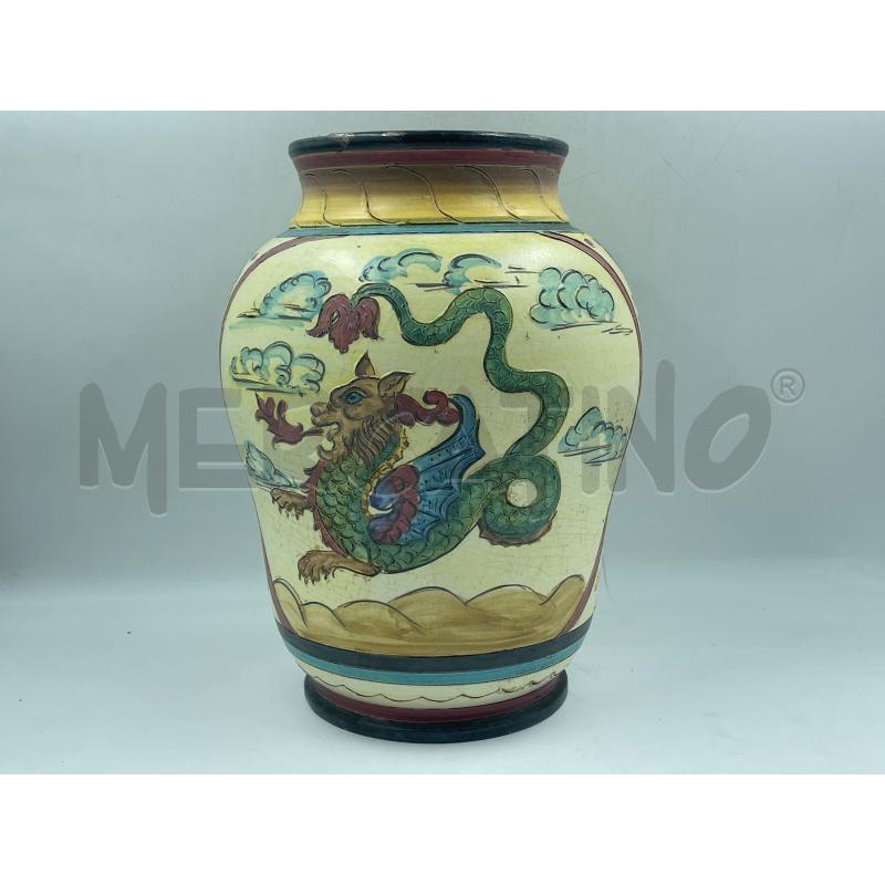 VASO IN TERRACOTTA DERUTA PAVONE E DRAGO | Mercatino dell'Usato Torino via ceresole 2