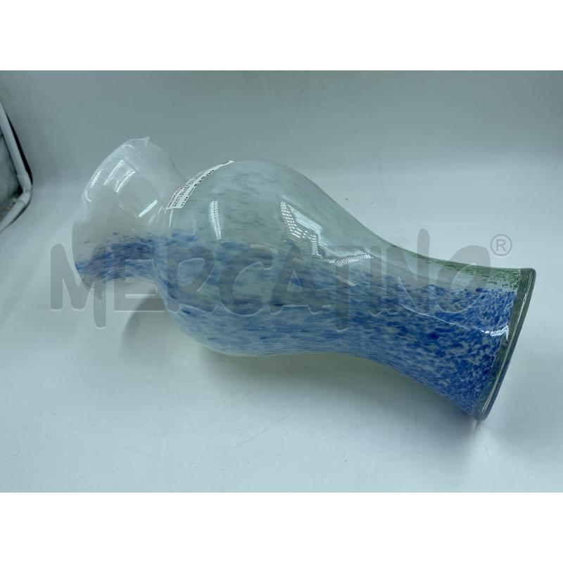 VASO IN VETRO BIANCO BLU VERDE SFUMATO | Mercatino dell'Usato Torino via ceresole 3