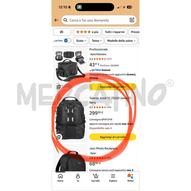 ZAINO TAMRAC PROFESSIONAL COMPLETO | Mercatino dell'Usato Torino via ceresole 5