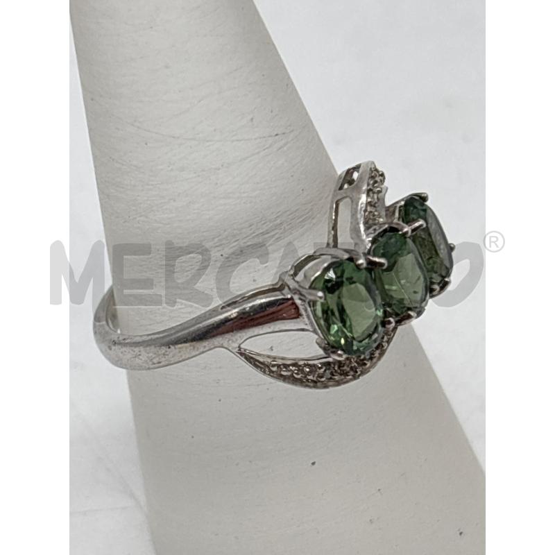 ANELLO DONNA AG 3 PIETRE VERDI | Mercatino dell'Usato Torino c.so traiano 2