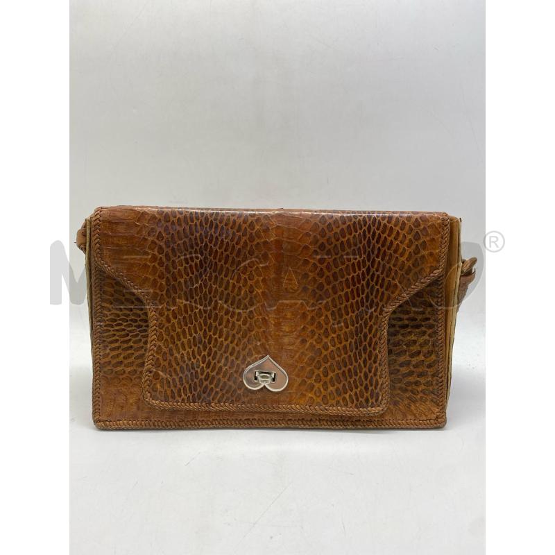 BORSA DONNA SERPENTE MARRONE CHIUSURA CUORE | Mercatino dell'Usato Torino c.so traiano 1