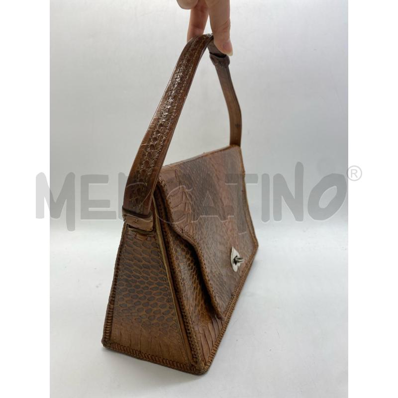 BORSA DONNA SERPENTE MARRONE CHIUSURA CUORE | Mercatino dell'Usato Torino c.so traiano 3