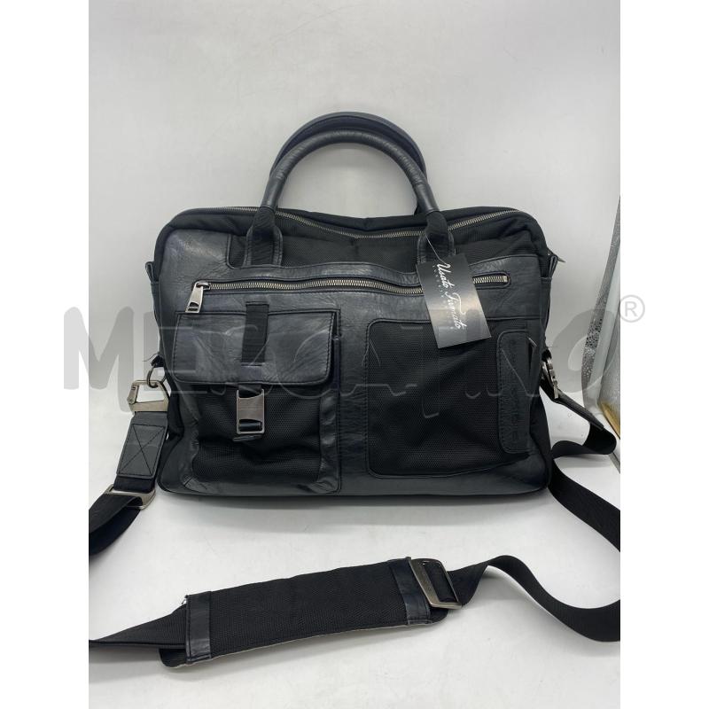 BORSA UOMO PIQUADRO PELLE E TESSUTO NERO | Mercatino dell'Usato Torino c.so traiano 1