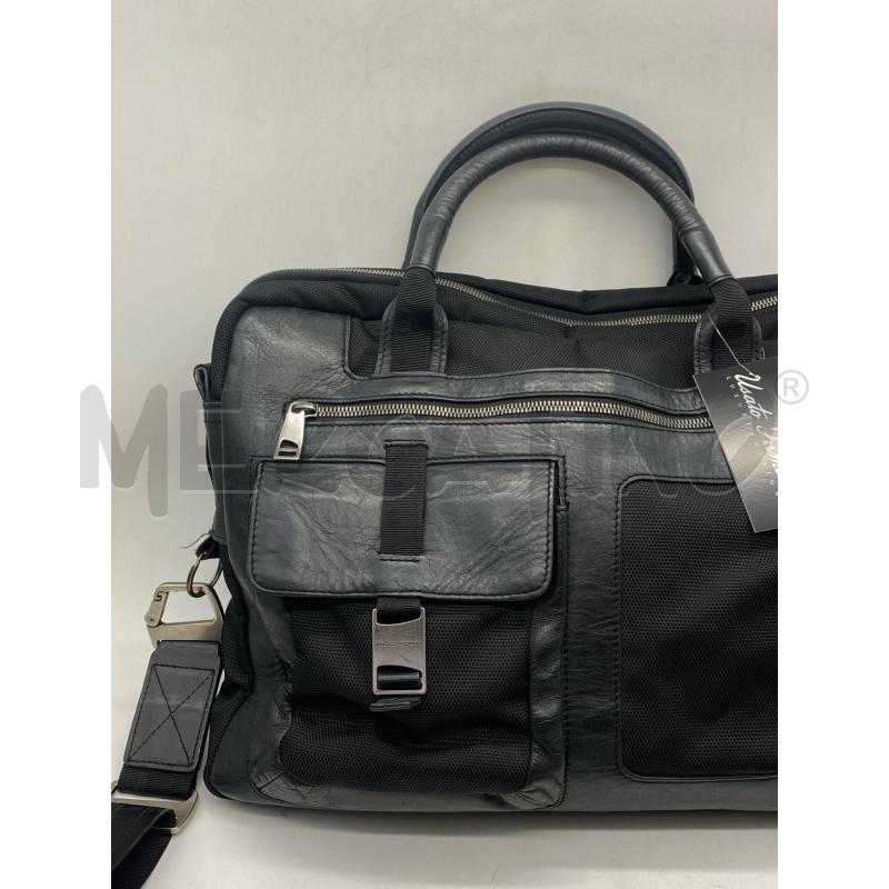 BORSA UOMO PIQUADRO PELLE E TESSUTO NERO | Mercatino dell'Usato Torino c.so traiano 2