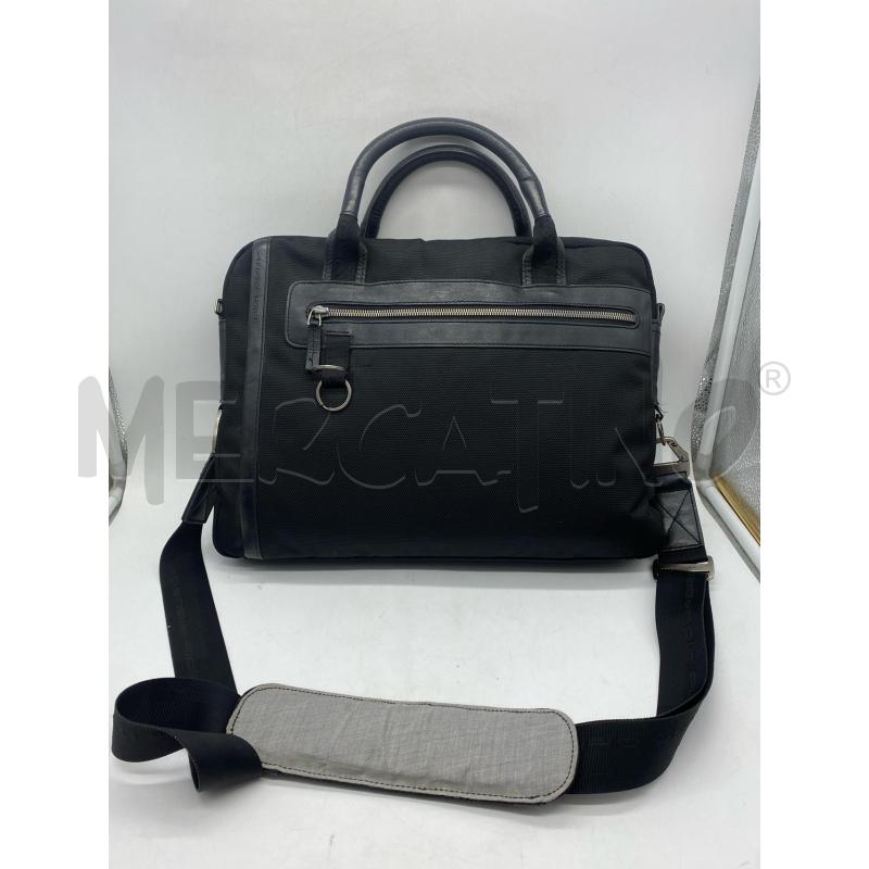 BORSA UOMO PIQUADRO PELLE E TESSUTO NERO | Mercatino dell'Usato Torino c.so traiano 3