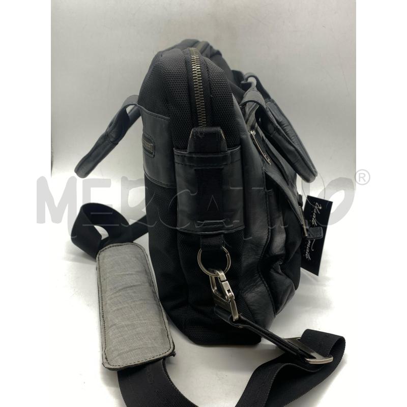 BORSA UOMO PIQUADRO PELLE E TESSUTO NERO | Mercatino dell'Usato Torino c.so traiano 4