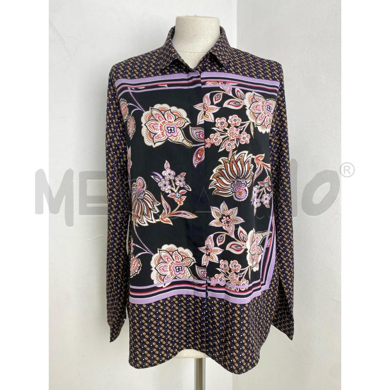 CAMICIA DONNA MARELLA EMME VIOLA E NERA FIORI | Mercatino dell'Usato Torino c.so traiano 1