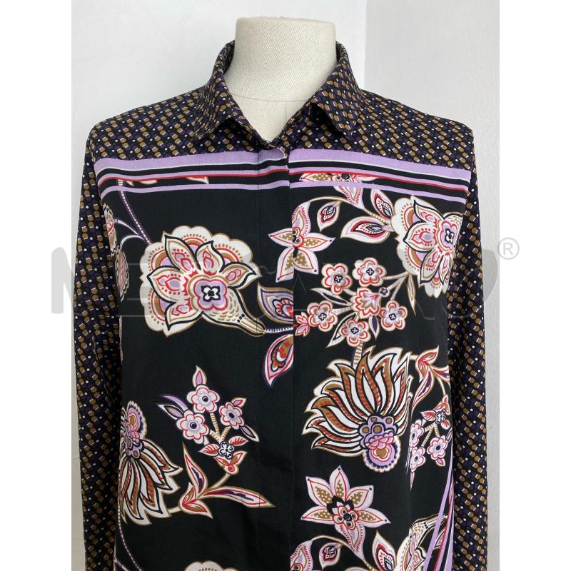 CAMICIA DONNA MARELLA EMME VIOLA E NERA FIORI | Mercatino dell'Usato Torino c.so traiano 2