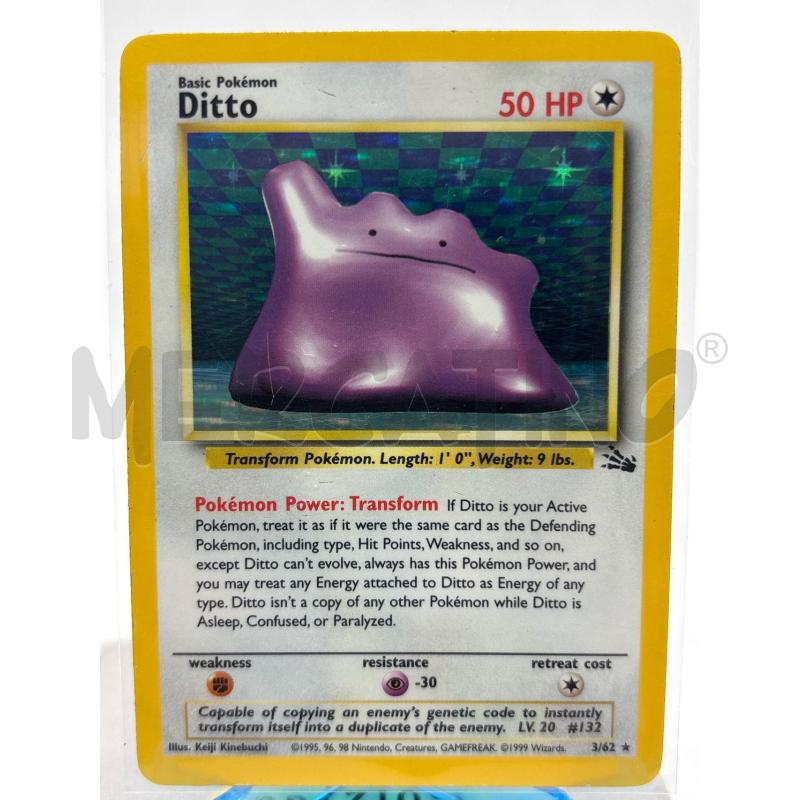 CARTA POKEMON DITTO HOLO FOSSIL 3 / 62  | Mercatino dell'Usato Torino c.so traiano 1