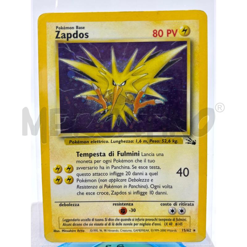 CARTA POKEMON ZAPDOS HOLO FOSSIL 15 / 62 | Mercatino dell'Usato Torino c.so traiano 1