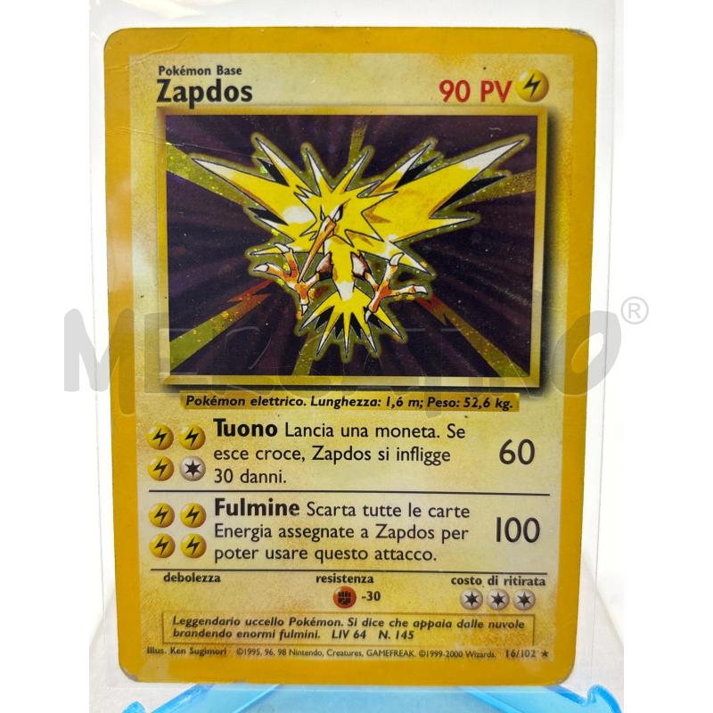 CARTA POKEMON ZAPDOS HOLO SET BASE 16 / 102 | Mercatino dell'Usato Torino c.so traiano 1