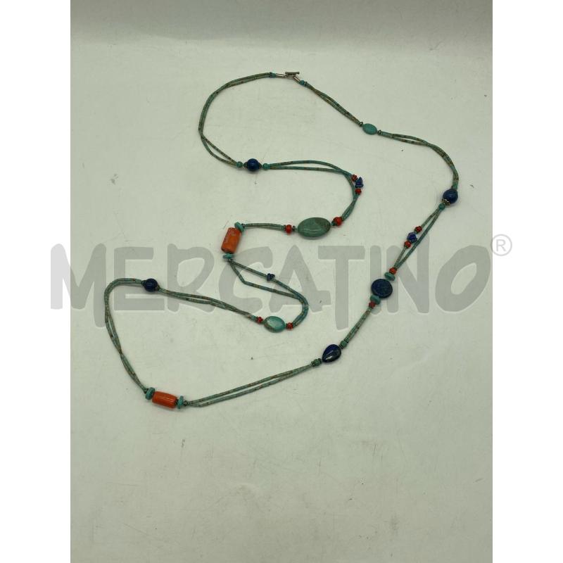 COLLANA PIETRE TURCHESE LAPISLAZZULI CORALLO | Mercatino dell'Usato Torino c.so traiano 1