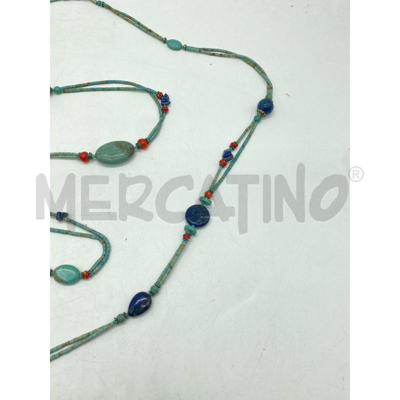 COLLANA PIETRE TURCHESE LAPISLAZZULI CORALLO | Mercatino dell'Usato Torino c.so traiano 2