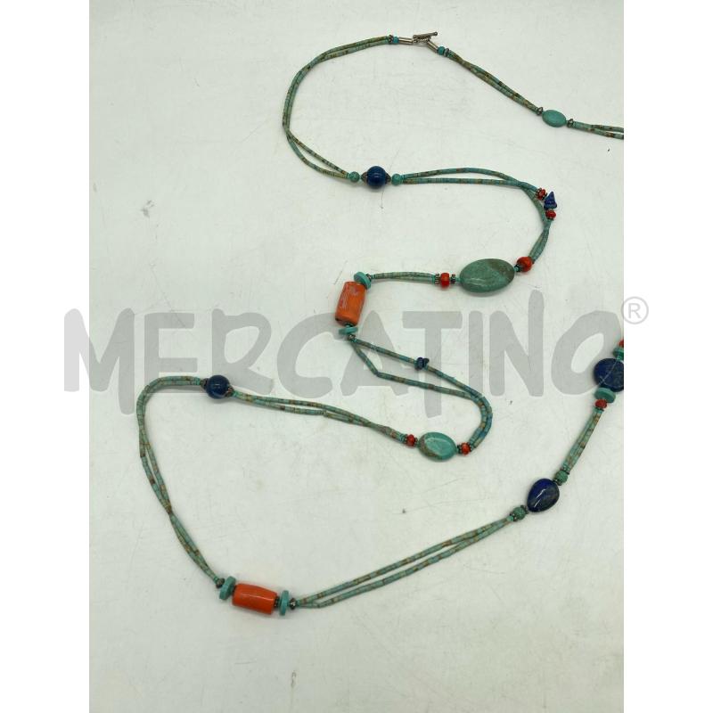 COLLANA PIETRE TURCHESE LAPISLAZZULI CORALLO | Mercatino dell'Usato Torino c.so traiano 3