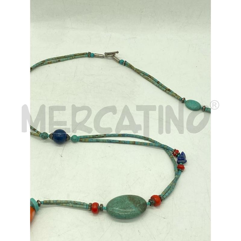 COLLANA PIETRE TURCHESE LAPISLAZZULI CORALLO | Mercatino dell'Usato Torino c.so traiano 4