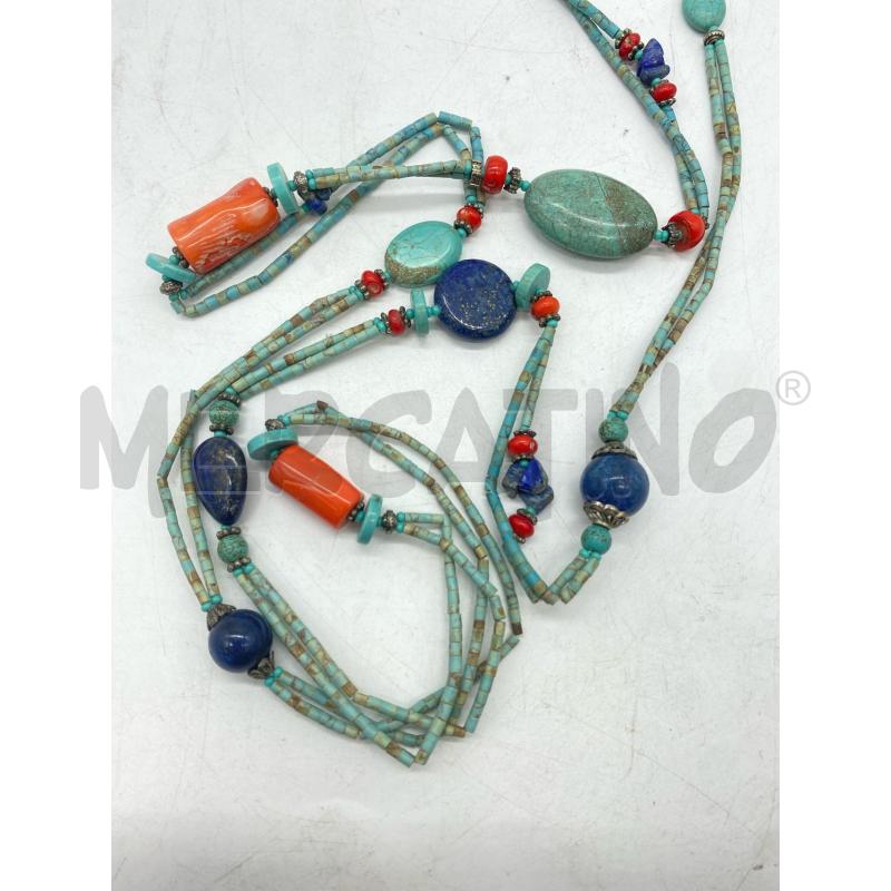 COLLANA PIETRE TURCHESE LAPISLAZZULI CORALLO | Mercatino dell'Usato Torino c.so traiano 5