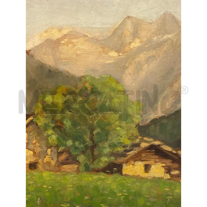 DIPINTO ANTICO PAESAGGIO MONTANO ANONIMO | Mercatino dell'Usato Torino c.so traiano 4