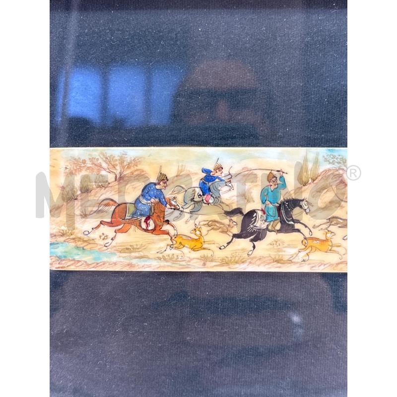 DIPINTO MINIATURA PERSIANA SCENA CACCIA | Mercatino dell'Usato Torino c.so traiano 1