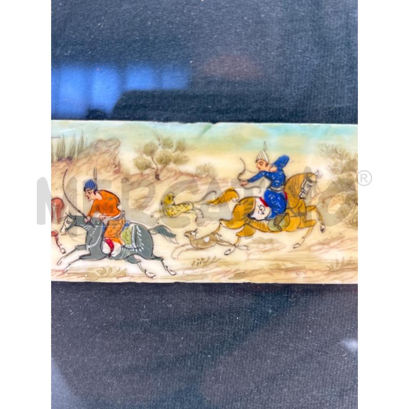 DIPINTO MINIATURA PERSIANA SCENA CACCIA | Mercatino dell'Usato Torino c.so traiano 3