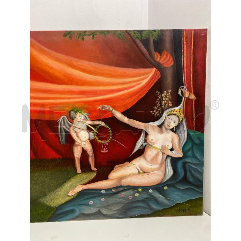 DIPINTO OLIO SU TELA NUDO CON PUTTO R.FRIZZIERO | Mercatino dell'Usato Torino c.so traiano 2
