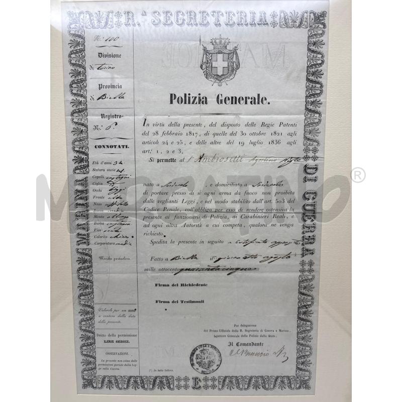 DOCUMENTO MANIFESTO PORTO D'ARMI POLIZIA GENERALE | Mercatino dell'Usato Torino c.so traiano 1