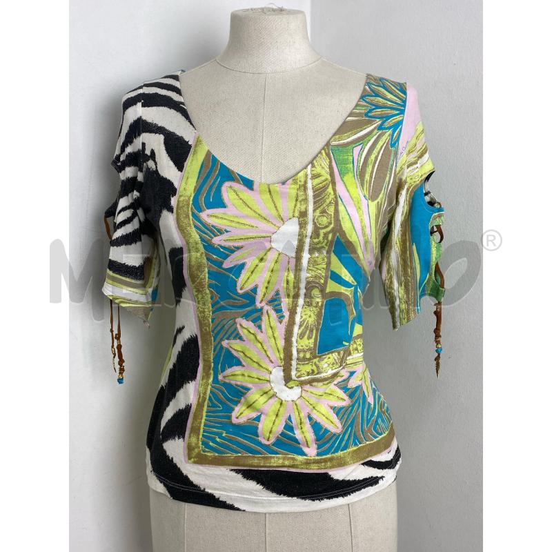 MAGLIA DONNA ROBERTO CAVALLI AZZURRA VERDE BIANCA | Mercatino dell'Usato Torino c.so traiano 1