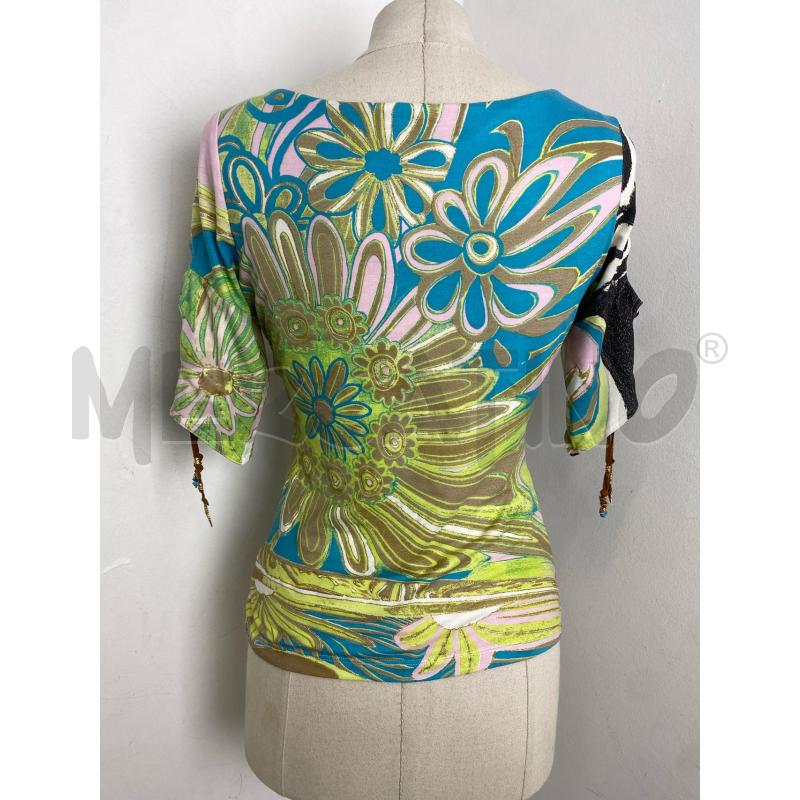 MAGLIA DONNA ROBERTO CAVALLI AZZURRA VERDE BIANCA | Mercatino dell'Usato Torino c.so traiano 2