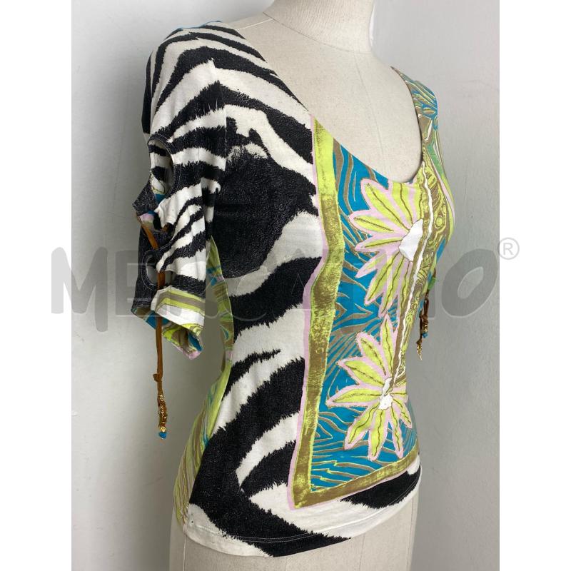 MAGLIA DONNA ROBERTO CAVALLI AZZURRA VERDE BIANCA | Mercatino dell'Usato Torino c.so traiano 3