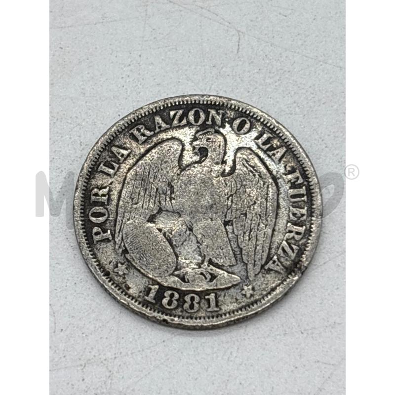 MONETA AG 20 CENTAVOS CHILE 1881 | Mercatino dell'Usato Torino c.so traiano 1