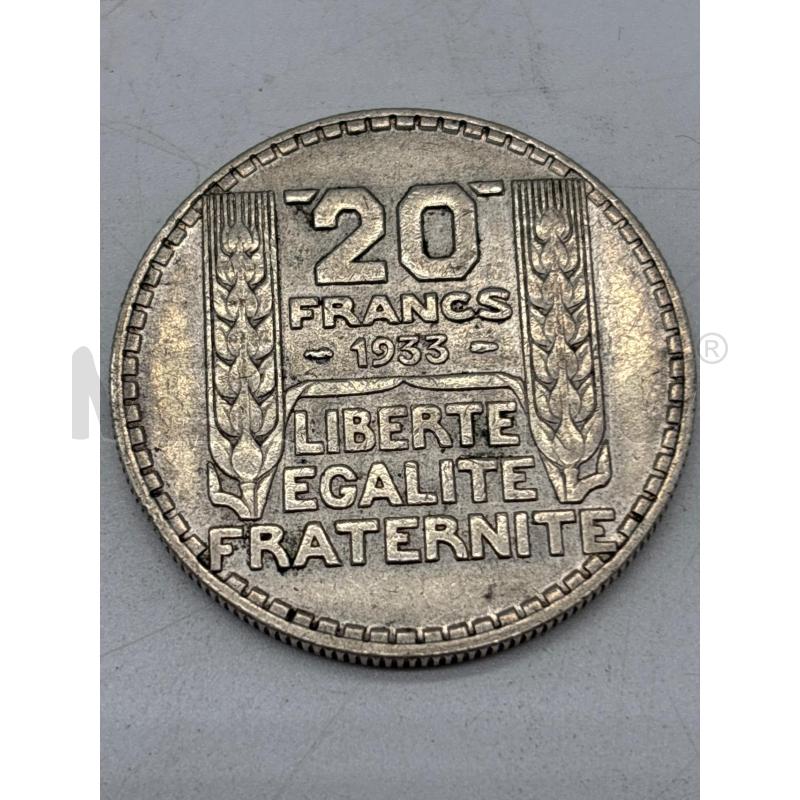 MONETA AG 20 FRANCS 1933 | Mercatino dell'Usato Torino c.so traiano 2
