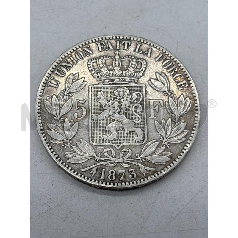 MONETA AG 5 FRANCS 1873 BELGIO | Mercatino dell'Usato Torino c.so traiano 1