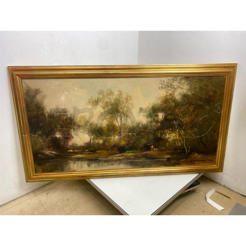 QUADRO OLIO SU TELA PAESAGGIO CON PASTORELLA | Mercatino dell'Usato Torino c.so traiano 1