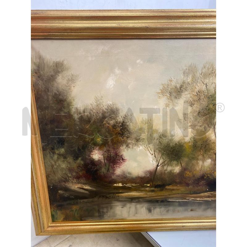 QUADRO OLIO SU TELA PAESAGGIO CON PASTORELLA | Mercatino dell'Usato Torino c.so traiano 2