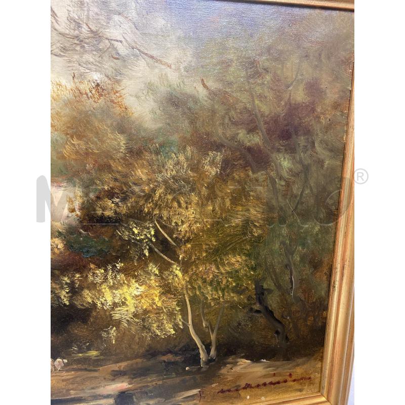 QUADRO OLIO SU TELA PAESAGGIO CON PASTORELLA | Mercatino dell'Usato Torino c.so traiano 4