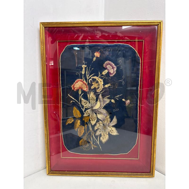 QUADRO RICAMO FLOREALE ANTICO  | Mercatino dell'Usato Torino c.so traiano 1
