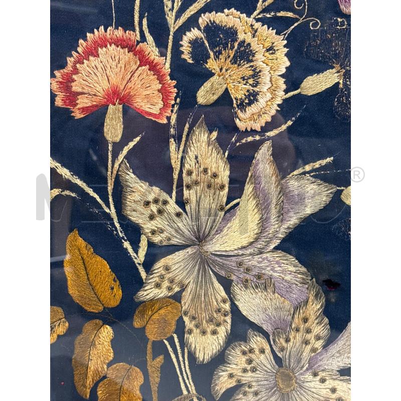 QUADRO RICAMO FLOREALE ANTICO  | Mercatino dell'Usato Torino c.so traiano 2